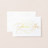 Carte Dorée Calligraphie moderne mariage d'or intemporel Merci (Devant avec enveloppe)