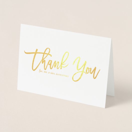 Carte Dorée Calligraphie moderne or Merci à huile (Devant)