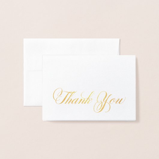 Carte Dorée Calligraphie Script Gold Foil Merci Note (Devant avec enveloppe)