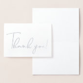 Carte Dorée Calligraphie Script Merci Note Silver Foil Card (Affichage)