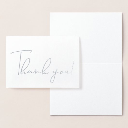 Carte Dorée Calligraphie Script Merci Note Silver Foil Card (Affichage)