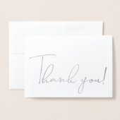 Carte Dorée Calligraphie Script Merci Note Silver Foil Card (Devant avec enveloppe)