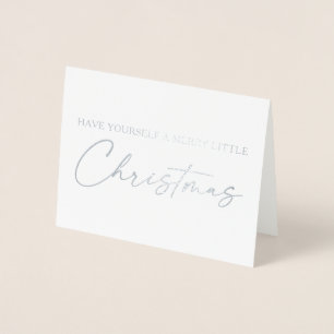 Carte Dorée Calligraphie Stylo Encre Script Christmas Silver