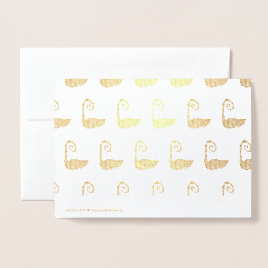 Carte Dorée Caméléon vert mignon (Derrière avec enveloppe)