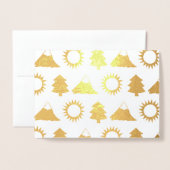 Carte Dorée Camping Randonnée Sun Mountain Tree Woods extérieu (Devant avec enveloppe)