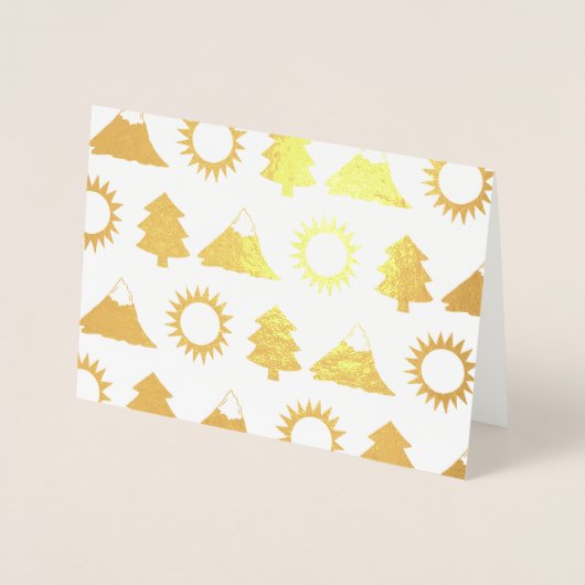 Carte Dorée Camping Randonnée Sun Mountain Tree Woods extérieu (Devant)