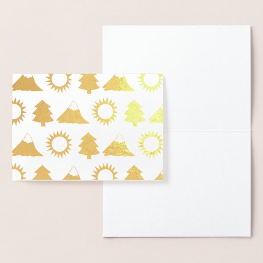 Carte Dorée Camping Randonnée Sun Mountain Tree Woods extérieu (Affichage)