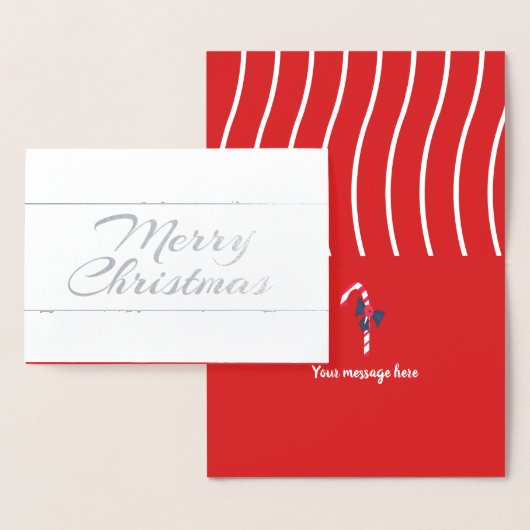 Carte Dorée Canne à sucre argentée de Noël (Affichage)