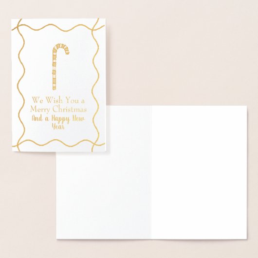 Carte Dorée Canne de Bonbon Joyeuse & Lumineuse (Affichage)