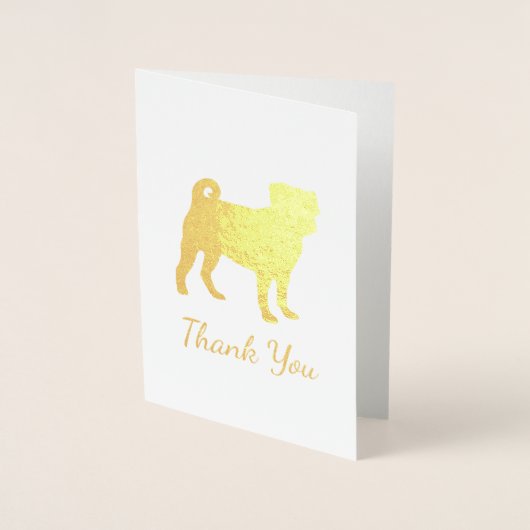 Carte Dorée Carlin chien Baby shower rose chiot fille (Devant)