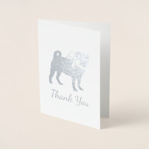 Carte Dorée Carlin Chien Baby shower Thème Chien Chiot Neutre