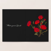 Carte Dorée Carnation rouge personnalisable Fleur Noir Nouvel  (Intérieur)