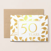 Carte Dorée Cartons d'invitation de 50e anniversaire de mariag (Devant avec enveloppe)