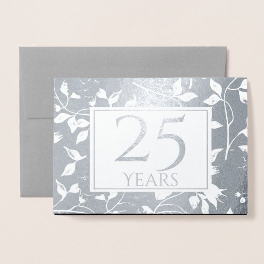 Carte Dorée Cartons d'invitation pour les 25 ans de mariage en (Devant avec enveloppe)