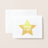 Carte Dorée Casser une jambe - souhaiter bonne chance à un art (Devant avec enveloppe)