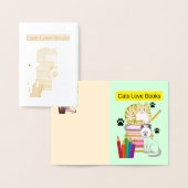 Carte Dorée Cat Loves Livres (Affichage)