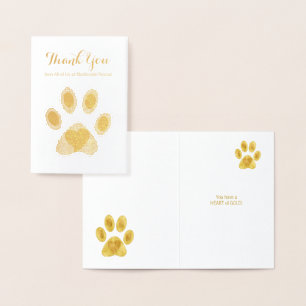 Carte Dorée Cat Paw Heart of Gold Merci Texte personnalisé