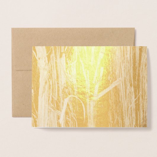 Carte Dorée Cèdre texturé en écorce de bois (Devant avec enveloppe)