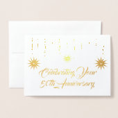 Carte Dorée Célébration du 50e anniversaire moderne Starburst (Devant avec enveloppe)