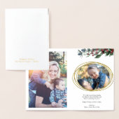 Carte Dorée Cercle géométrique Or moderne Berries Red Holly (Affichage)