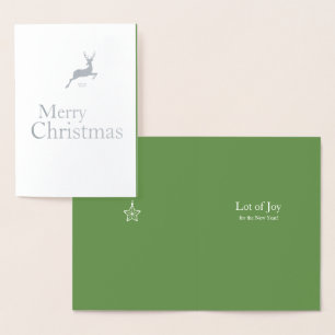 Carte Dorée cerf de Noël vintage élégant argent TXT MODIFIABLE