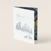 Carte Dorée Cerf de pin d'argent Mariage d'hiver Merci photo (Devant)