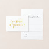 Carte Dorée Certificat d'authenticité élégant en feuille d'or (Affichage)
