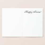 Carte Dorée Chag Pourim Sameach - Hébreu doré Joyeux Pourim (Intérieur)