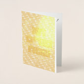 Carte Dorée Chag Pourim Sameach - Hébreu doré Joyeux Pourim (Devant)