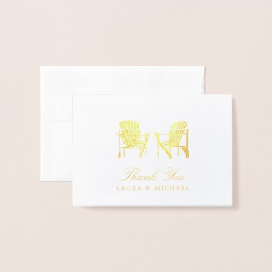 Carte Dorée Chaises de plage Gold Foil Adirondack | Mariage (Devant avec enveloppe)