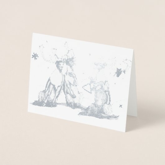 Carte Dorée Chanter Caribou Fêtes de Noël Whimsical (Devant)