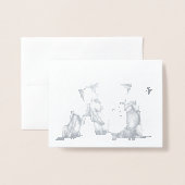 Carte Dorée Chanter Caribou Fêtes de Noël Whimsical (Devant avec enveloppe)