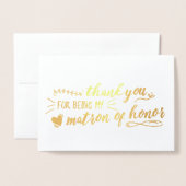 Carte Dorée Charmante matron d'honneur Merci (Devant avec enveloppe)
