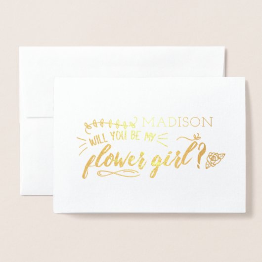 Carte Dorée Charming Doodles Be My Flower Girl (Devant avec enveloppe)