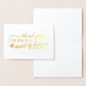 Carte Dorée Charming Maid of Honor Merci (Affichage)