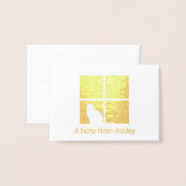 Carte Dorée Chat dans la fenêtre Moderne Unique "A Note From"  (Devant avec enveloppe)