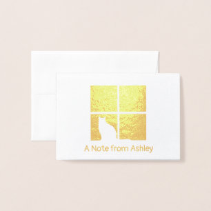 Carte Dorée Chat dans la fenêtre Moderne Unique "A Note From"