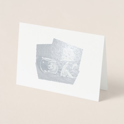 Carte Dorée Chat et cuvette de poisson (Devant)