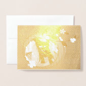 Carte Dorée Chaton, Fleurs, Trèfles et Points, ZKOA (Devant avec enveloppe)