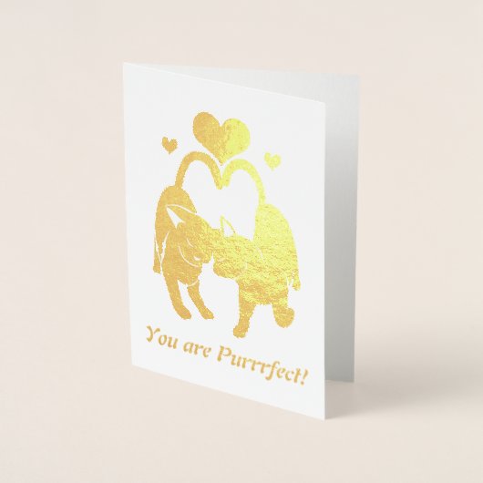Carte Dorée Chats de la Saint Valentin (Devant)