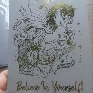 Carte Dorée Cheval de Fée à ailes Luna Moth