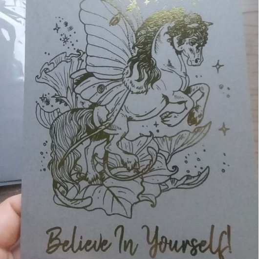 Carte Dorée Cheval de Fée à ailes Luna Moth