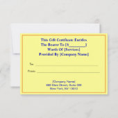 Carte Dorée Chic, Certificat Cadeau Or Luxe (Dos)