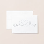 Carte Dorée Chic Classique Penser De Vous Coeur (Derrière avec enveloppe)