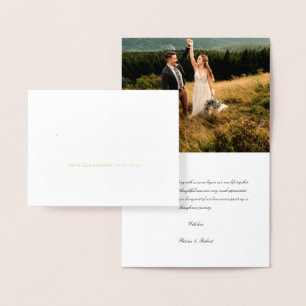 Carte Dorée Chic de remerciement de mariage pour toujours reco