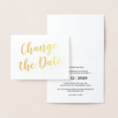 Carte Dorée Chic Elegant Changer la date Mariage or (Affichage)