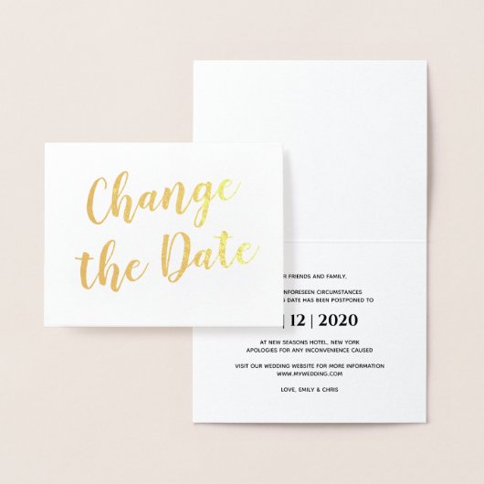 Carte Dorée Chic Elegant Changer la date Mariage or (Affichage)