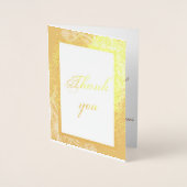 Carte Dorée Chic Gold Faux Metal Photo Mariage Merci Real (Devant)