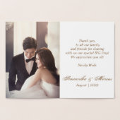 Carte Dorée Chic Gold Faux Metal Photo Mariage Merci Real (Intérieur)