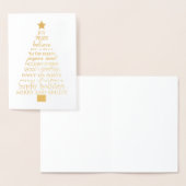 Carte Dorée Chic Joyeux Arbre de Noël Mots (Affichage)